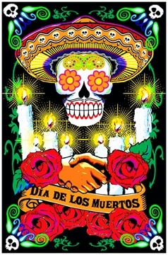 Day of the Dead Dia De Los Muertos Blacklight Flocked Poster  wp
