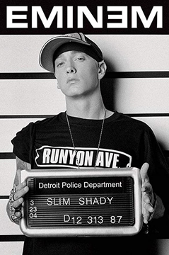 Eminem Slim Shady Black & White Rap Hip-Hop Music Poster 